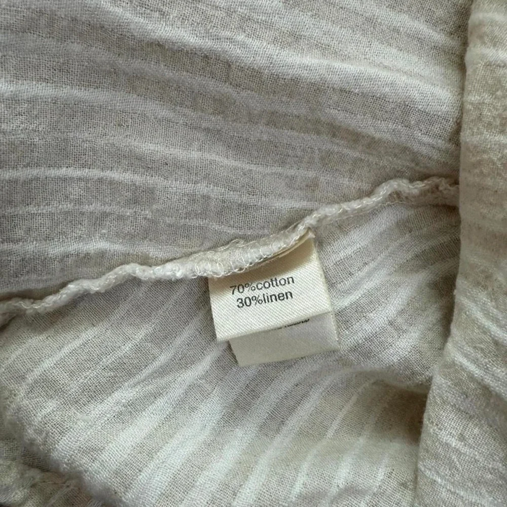 Linen Blend Mini‎ Skirt Cream Elastic Waist Casual Summer Skirt